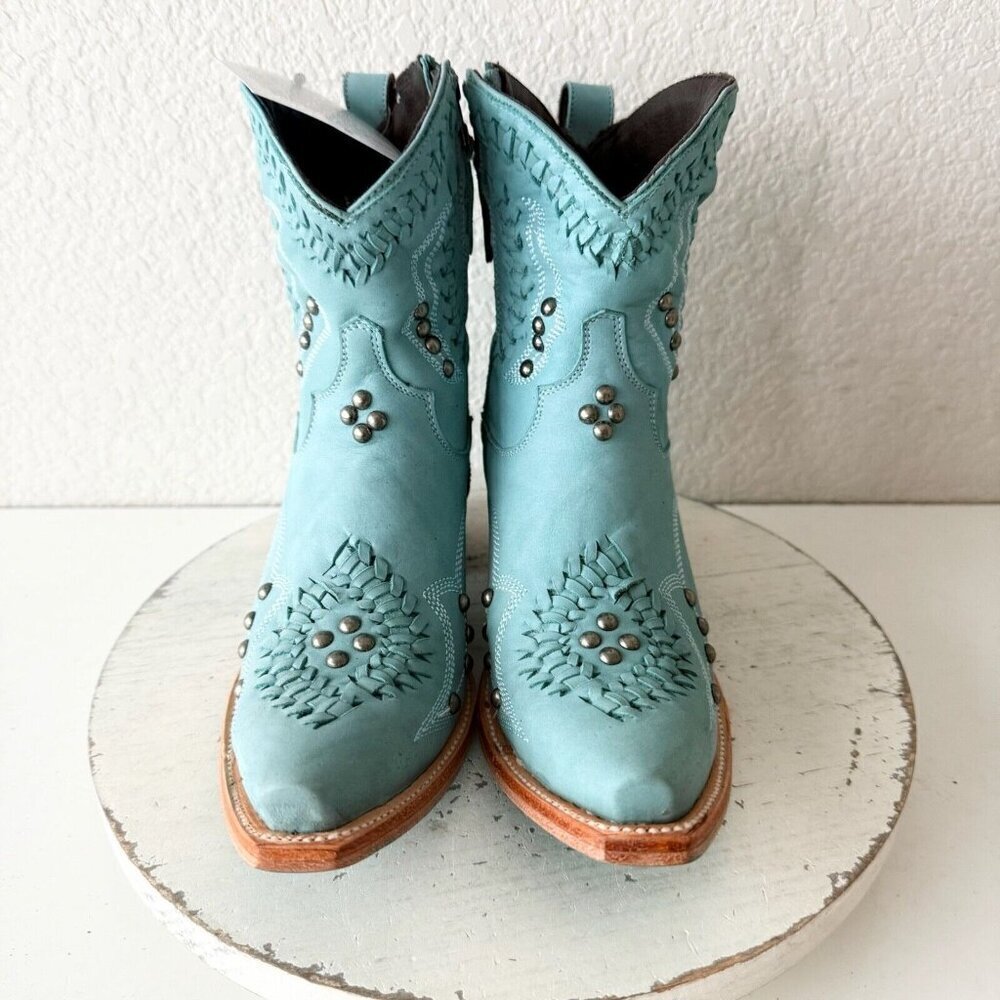 Lane COSSETTE Womens Cowboy Booties 6.5 Western Cowgirl Blue Short Ankle Boots - Picture 6 of 13
